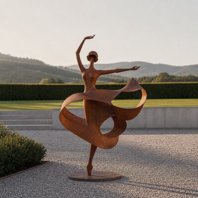 Ein guter Preis. Lebensgröße Metall Tanzende Frau Skulptur Corten Stahl Garten Statue Außenplatz Garten Pool Kunstdekor Handgefertigte moderne Tänzerin Figur Online