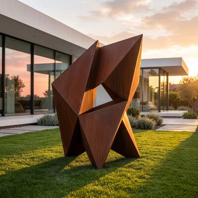 Der Monolith – geometrische abstrakte Cortenstahlskulptur