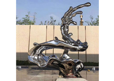 Ein guter Preis. Einzigartige moderne Grafik polierte Edelstahl-Skulptur, Metallwellen-Skulptur Online