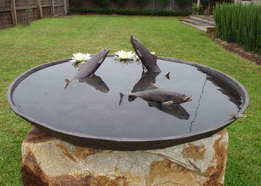 Ein guter Preis. Antike Gussmetall-Fisch-Bronze-Statuen-Schüssel-Wasser-Brunnen-Metallrasen-Skulpturen Online