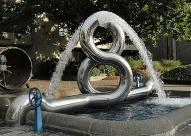 Ein guter Preis. 8 Form-moderne Edelstahl-Skulptur-Herstellungs-Wasser-Brunnen im Freien Online