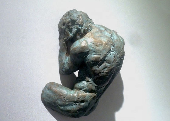 Lebensgroße Wand-Kunst-Dekor-Patina-Gussbronze-Mann-Statue
