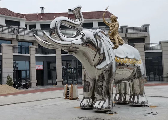Ein guter Preis. Lebensgroßer Messingmann-sitzende Edelstahl-Elefant-Skulptur Online