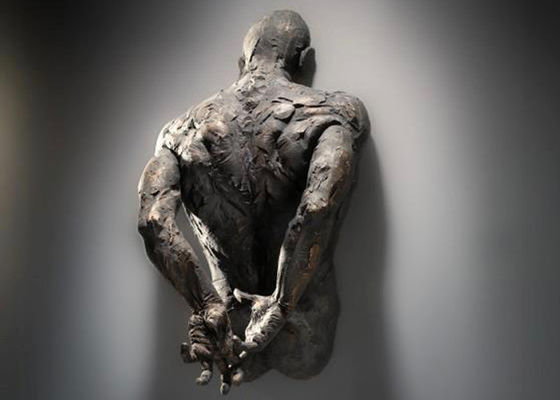 120cm Höhen-Mann auf Wand-Bronzeskulptur für Innendekoration