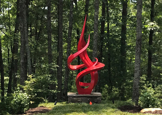 Ein guter Preis. Rote gemalte Edelstahl-Flammen-Skulptur für Landschaft im Freien Online