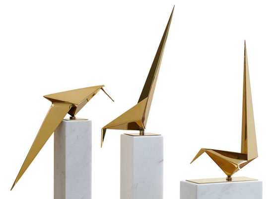 Polieredelstahl-Origami Crane Sculpture For Interior Decoration