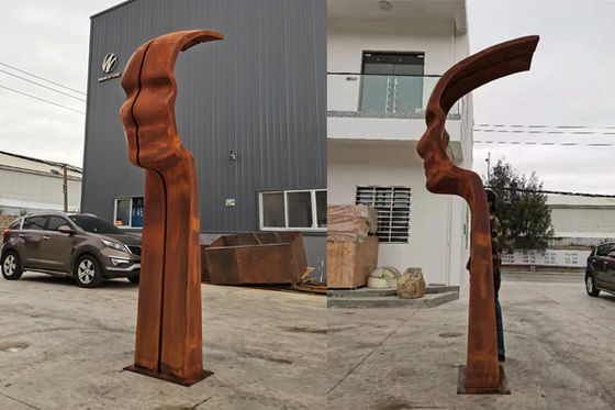 METALLgesichts-Skulptur rustikale 3m Höhe Corten Stahlfür Garten