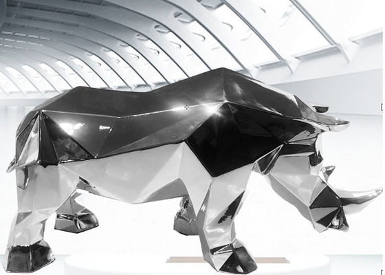 Ein guter Preis. Kundenspezifischer Spiegel-Polieredelstahl-Nashorn-Skulptur Online