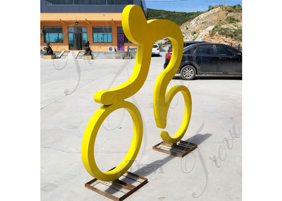 Ein guter Preis. Allgemeine dekorative gemalte Edelstahl-Radfahrer-Skulptur im Freien Online