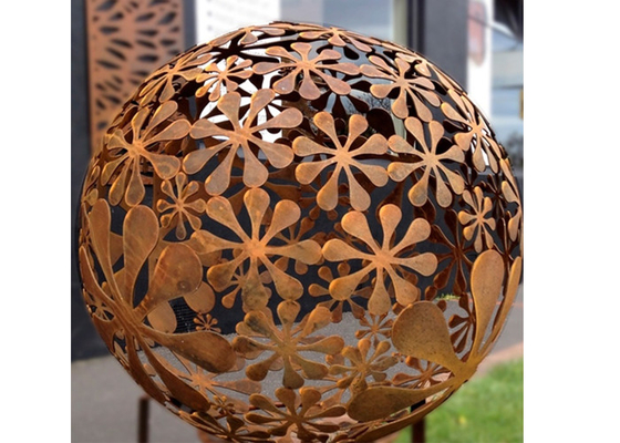 Modernes 100cm Dia Corten Steel Ball Sculpture für Garten-Dekor